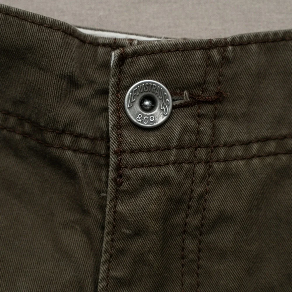 Vintage Y2k 2000s Levis Baggy Cotton Cargo Shorts Brown Loose Fit Mens 39